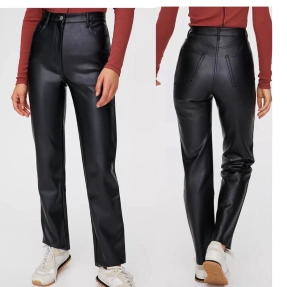 Aritzia Wilfred The Melina Pant High-waisted Vegan Leather Straight Leg Size 8